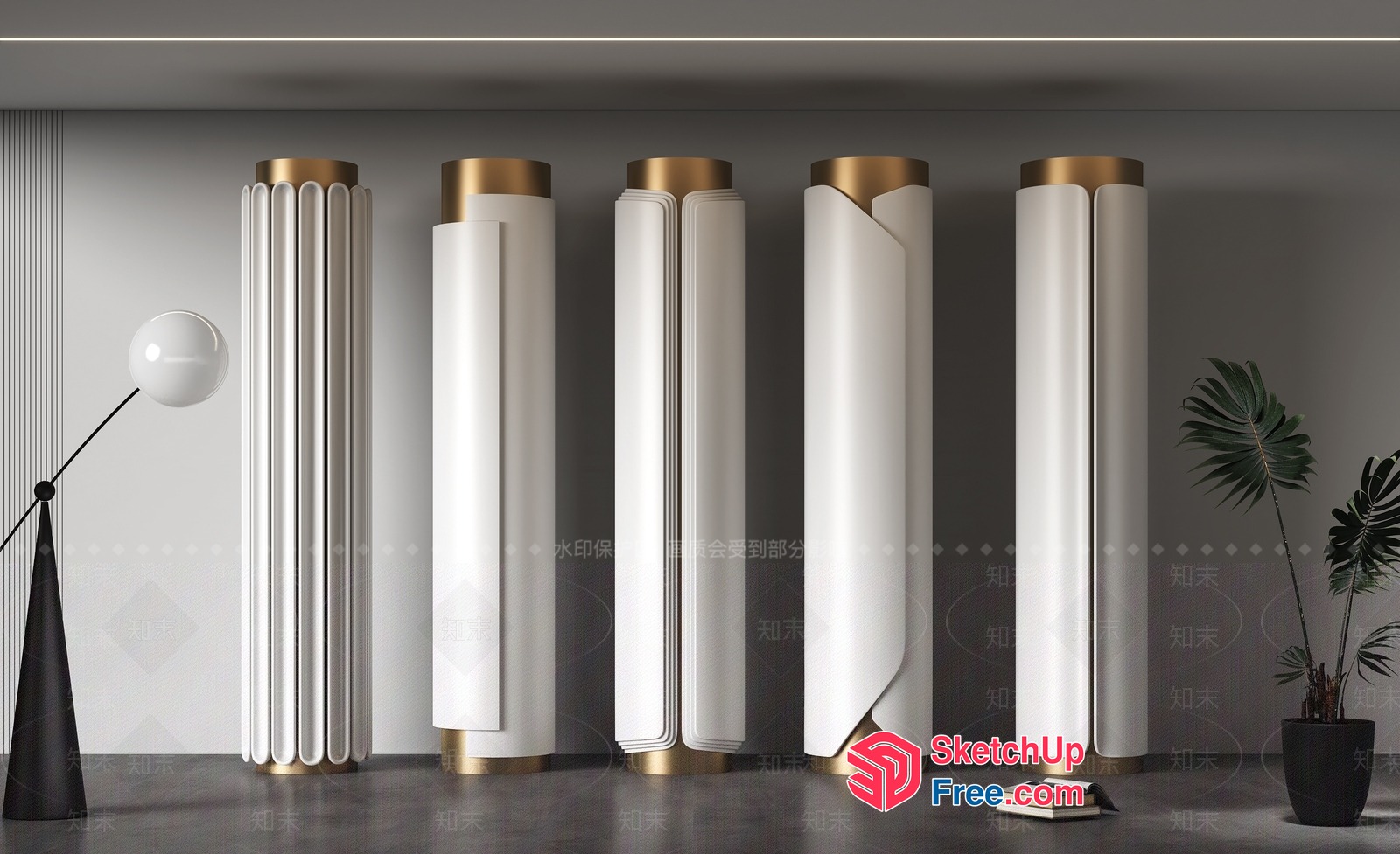 Pillar Collection In Modern Minimalist Interior Design 3D SketchUp File