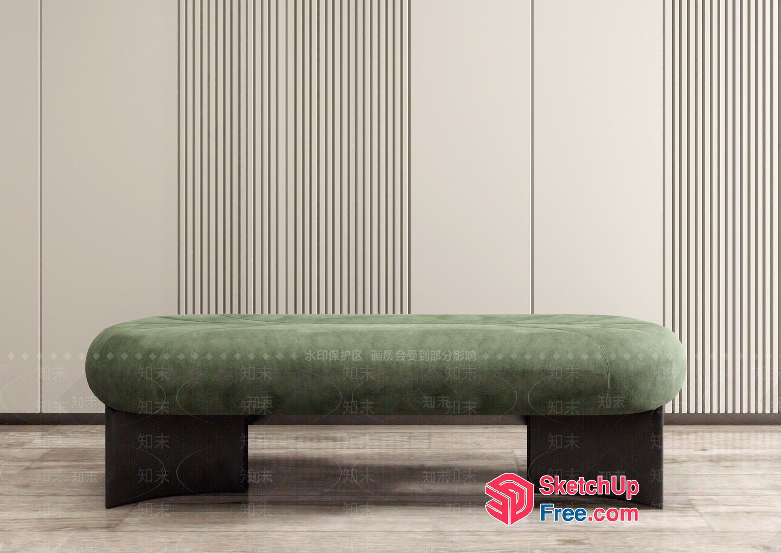 Modern Minimalist Green Bench 3D SketchUp File