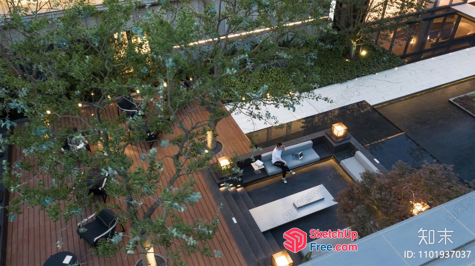 Aerial View Of A Modern Outdoor Patio 3D SketchUp File