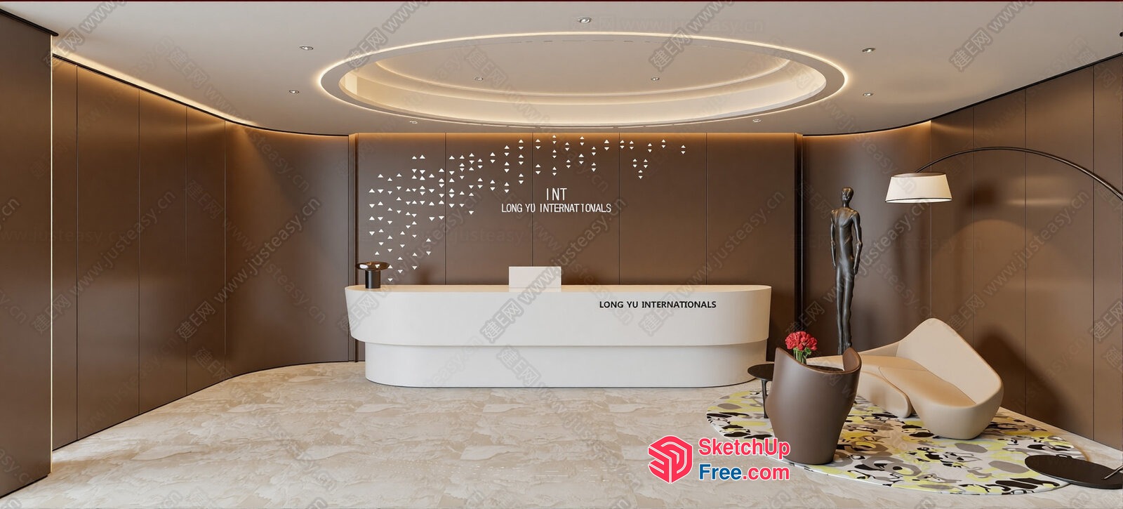 Modern Reception Desk With Elegant Lighting 3D SketchUp File