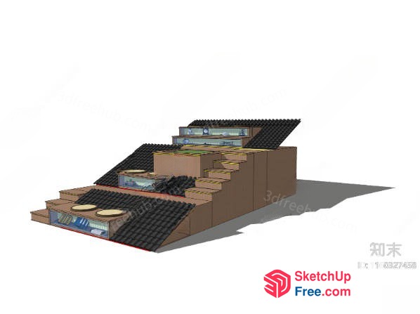 3D Staircase With Roof Synthesis 3D SketchUp File