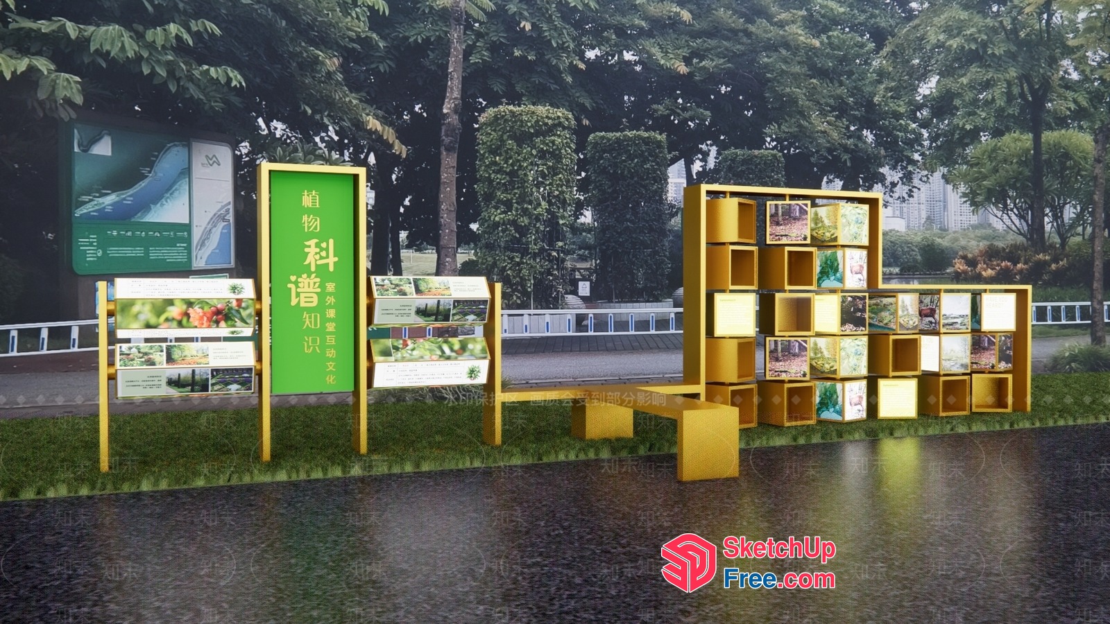 Chinese Outdoor Informational Display 3D SketchUp File