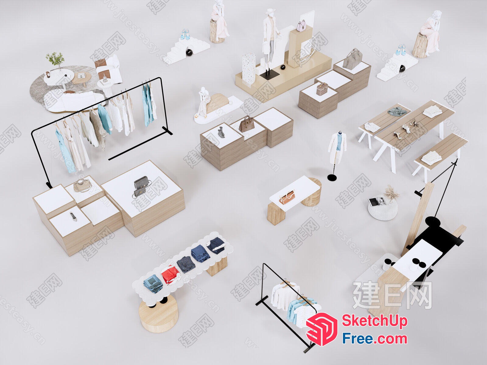 Modern Minimalist Fashion Retail Display 3D SketchUp File