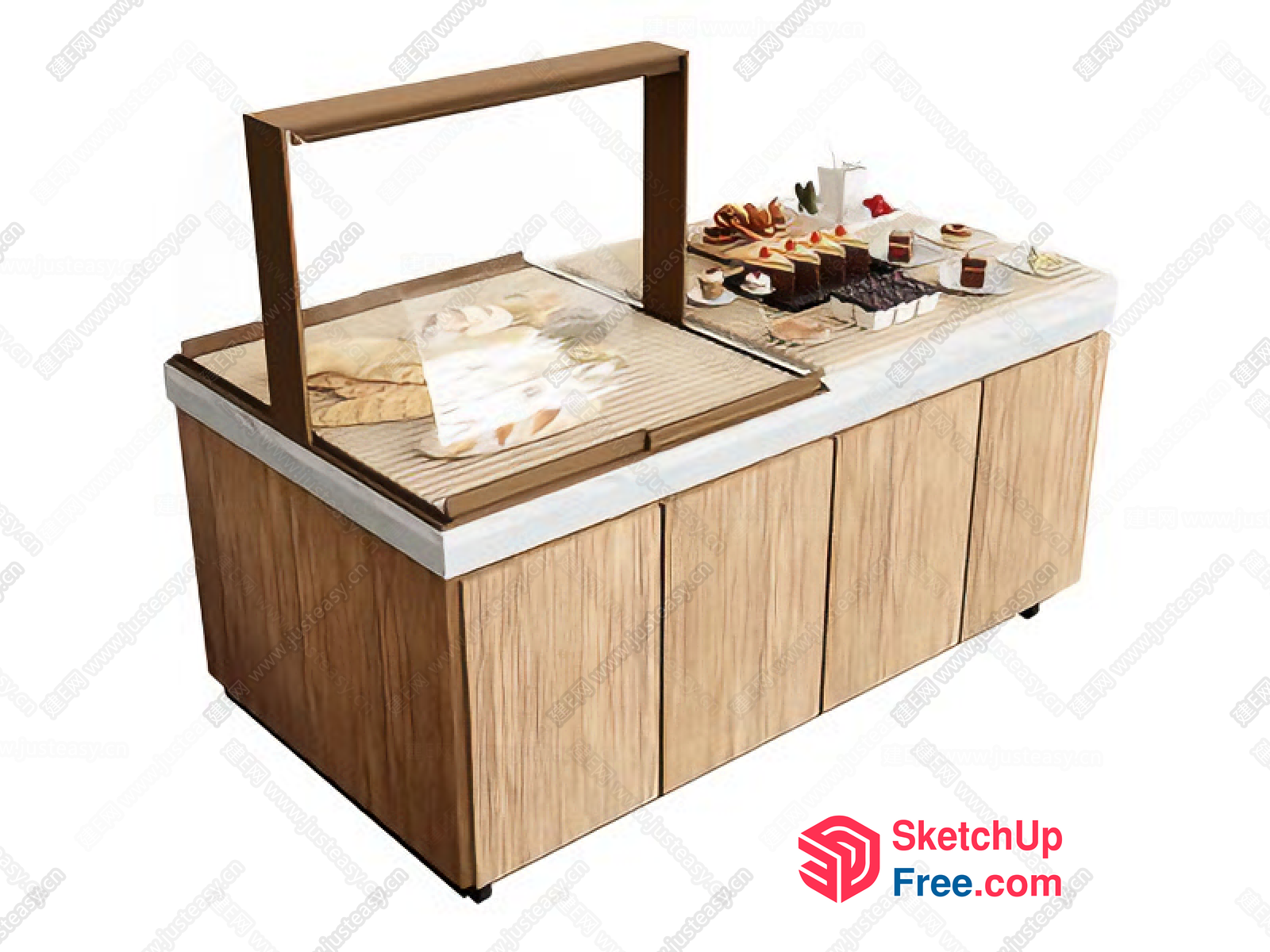 Buffet Table With Glass Cover And Desserts 3D SketchUp File