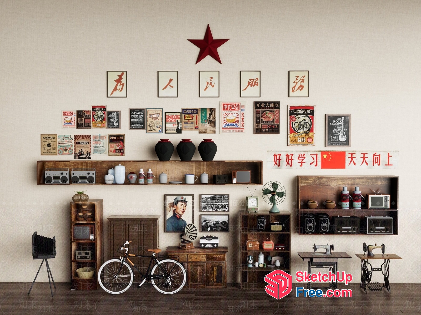 Vintage Chinese Retro Decor Collection 3D SketchUp File
