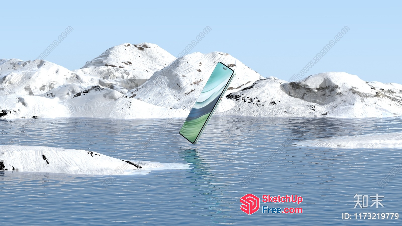 Waterlogged Smartphone In A Snowy Landscape 3D SketchUp File