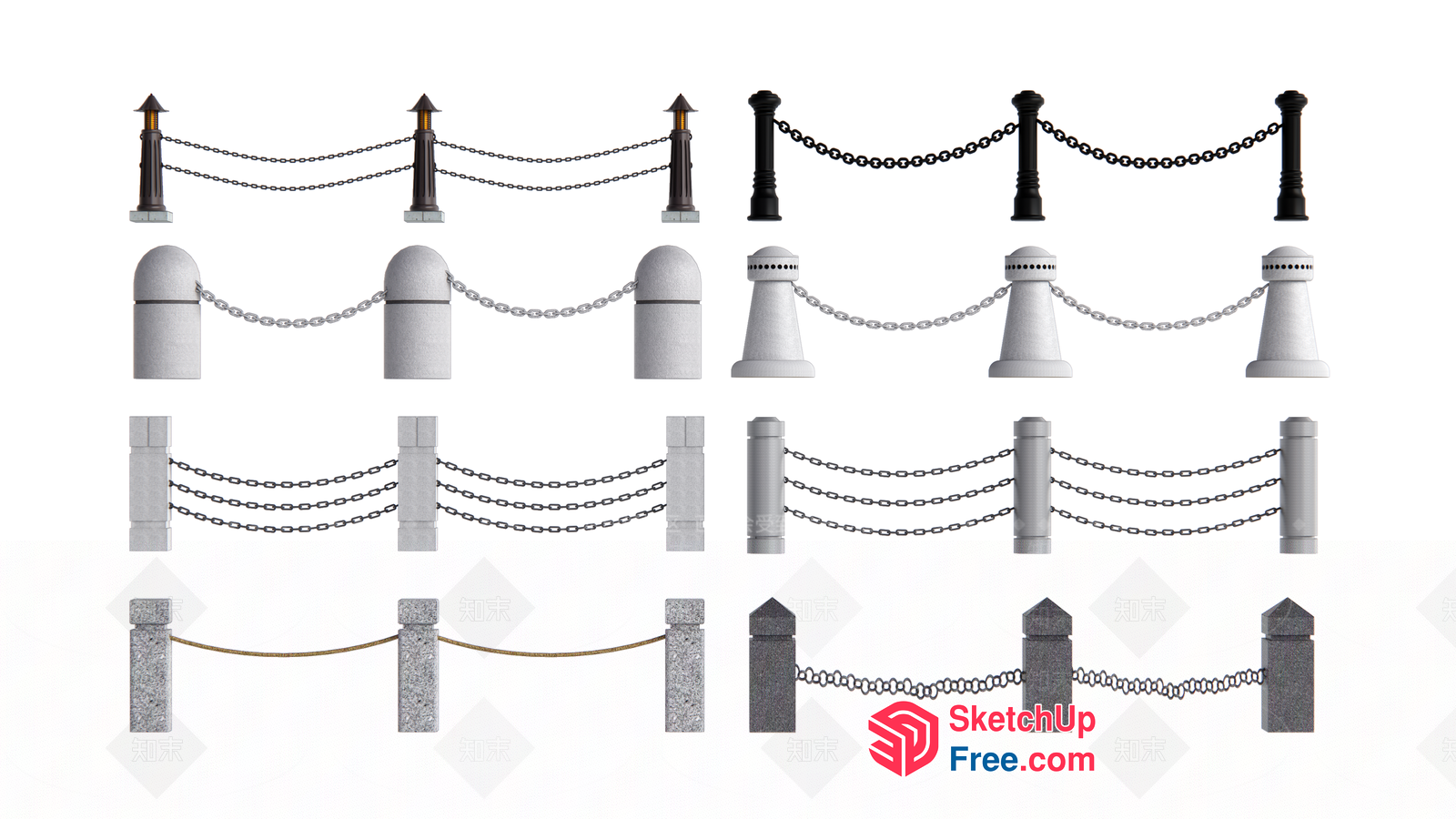 Pillars And Chains Decor 3D SketchUp File