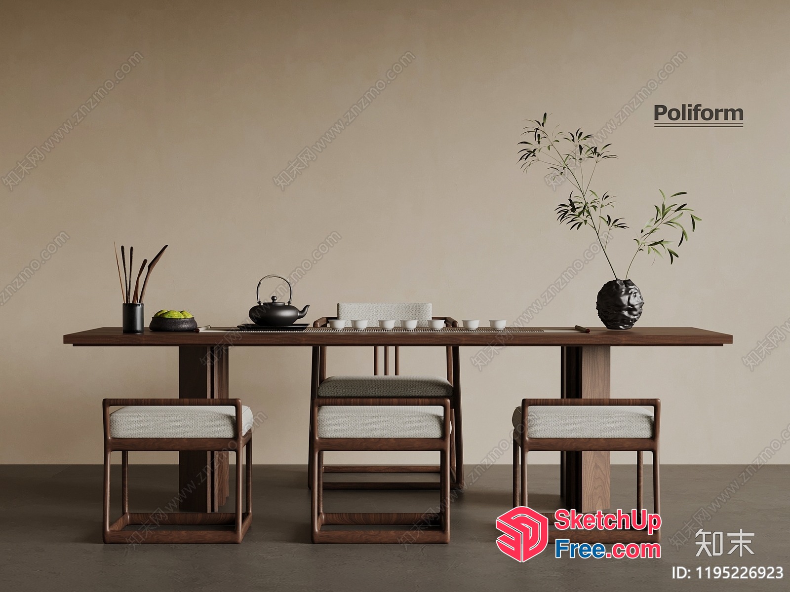 Minimalist Japanese Style Dining Room 3D SketchUp File