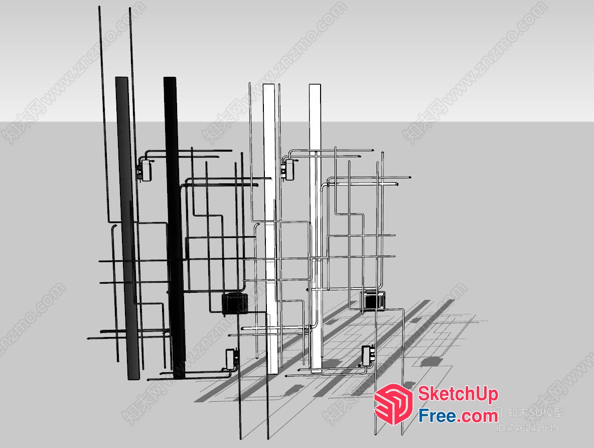 Abstract Black And White Architectural Design 3D SketchUp File