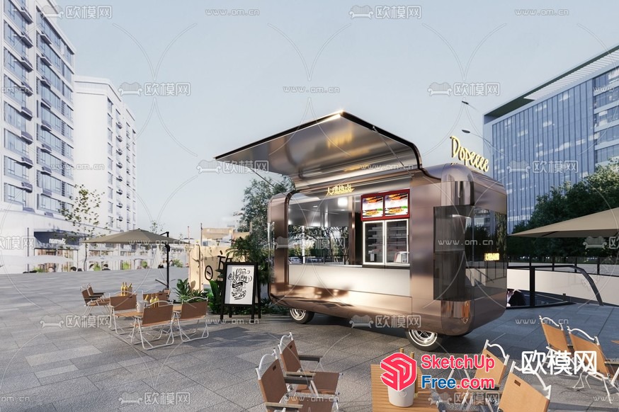 Outdoor Food Truck 3D SketchUp File