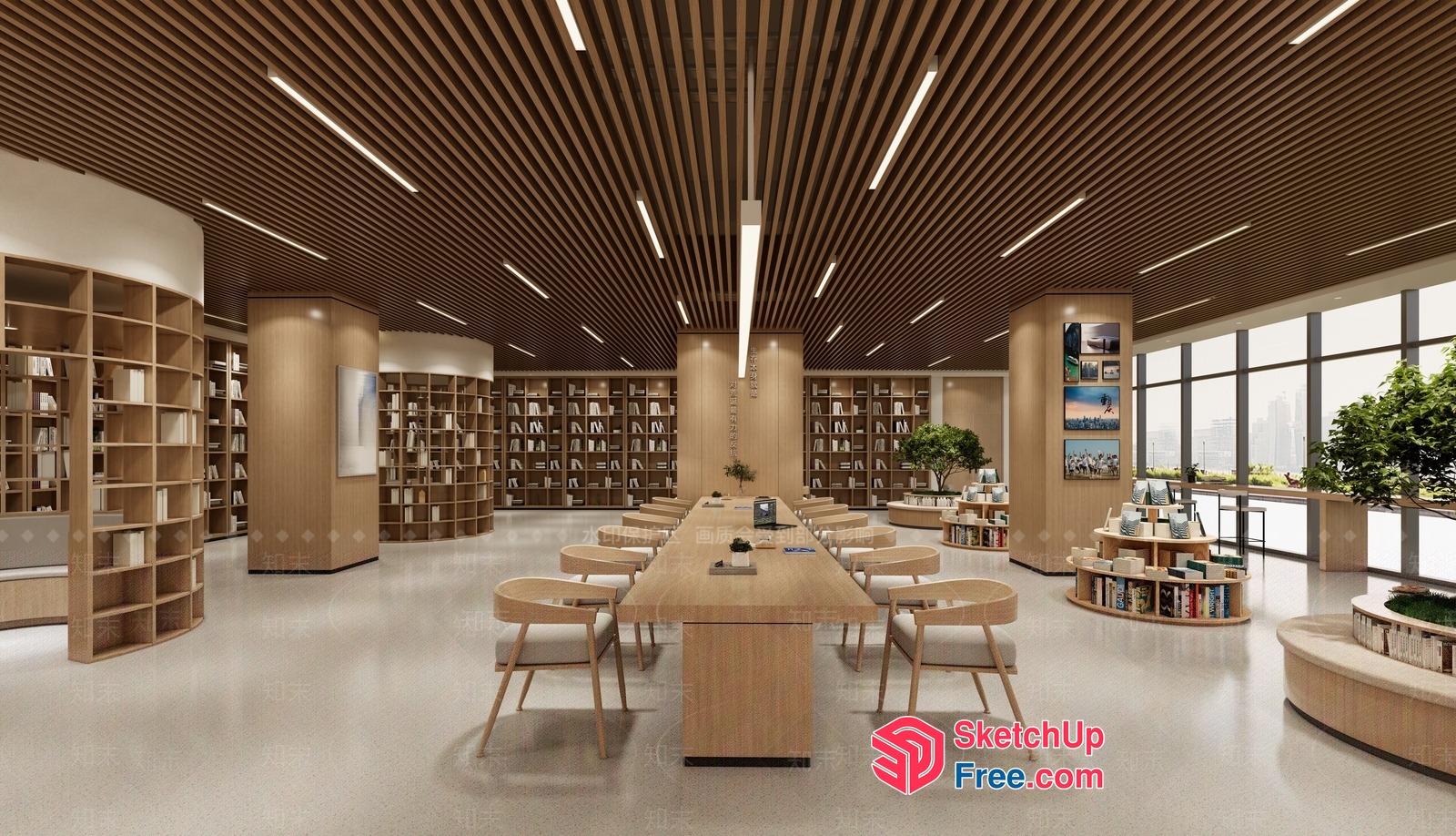 Modern Library Interior Design 3D SketchUp File