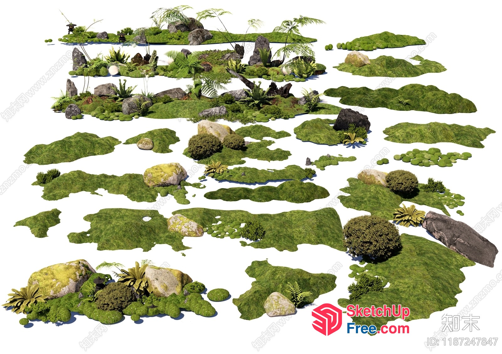Serene Japanese Landscape With Lush Greenery And Natural Elements 3D SketchUp File