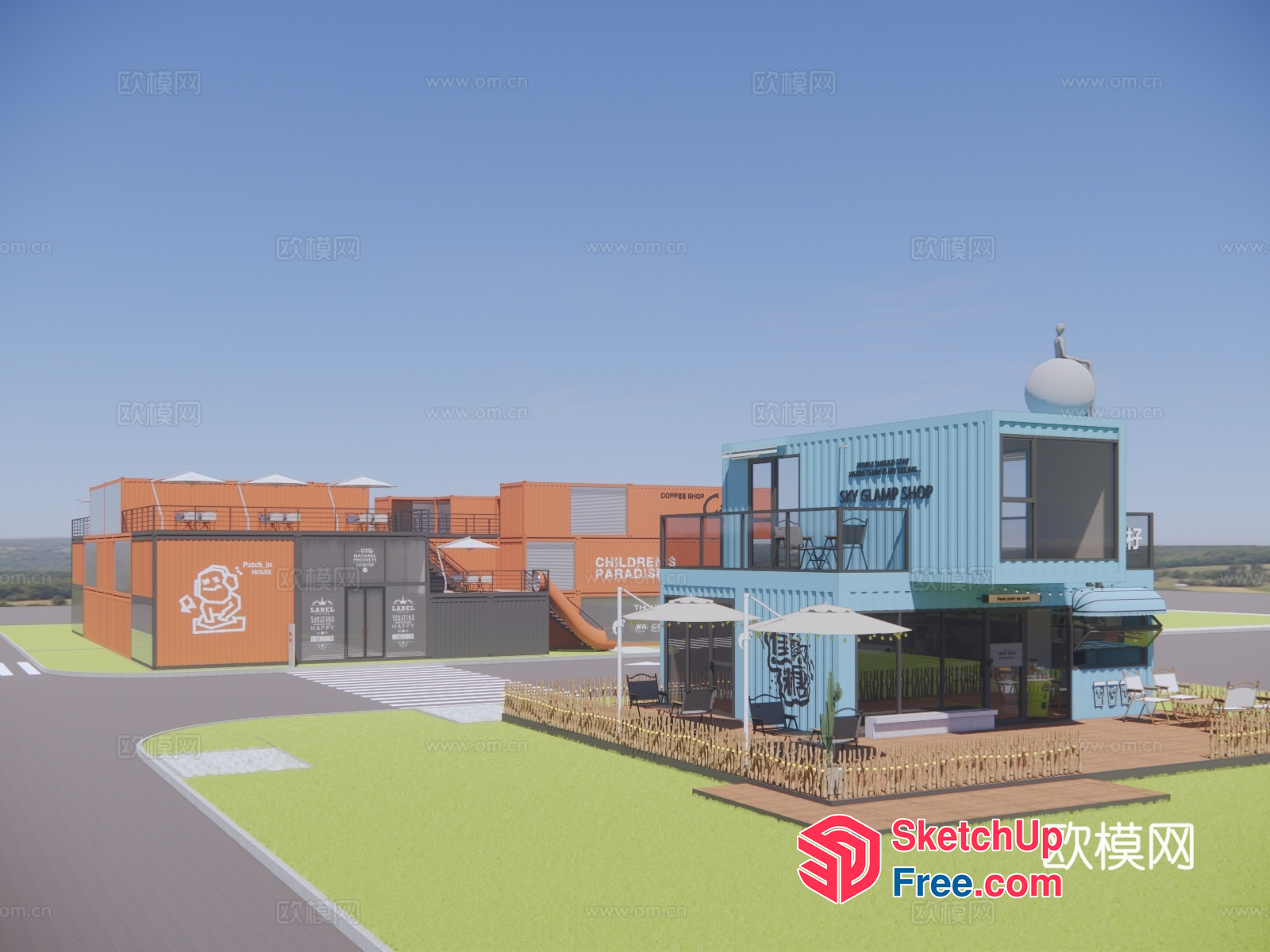 Shipping Container Complex With Modern And Rustic Elements 3D SketchUp File