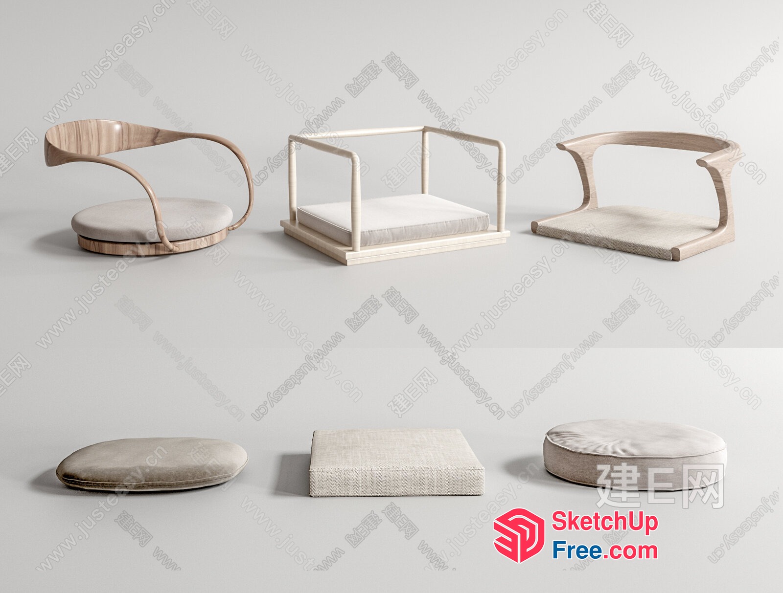 Minimalist Style Japanese Decorative Furniture Set 3D SketchUp File