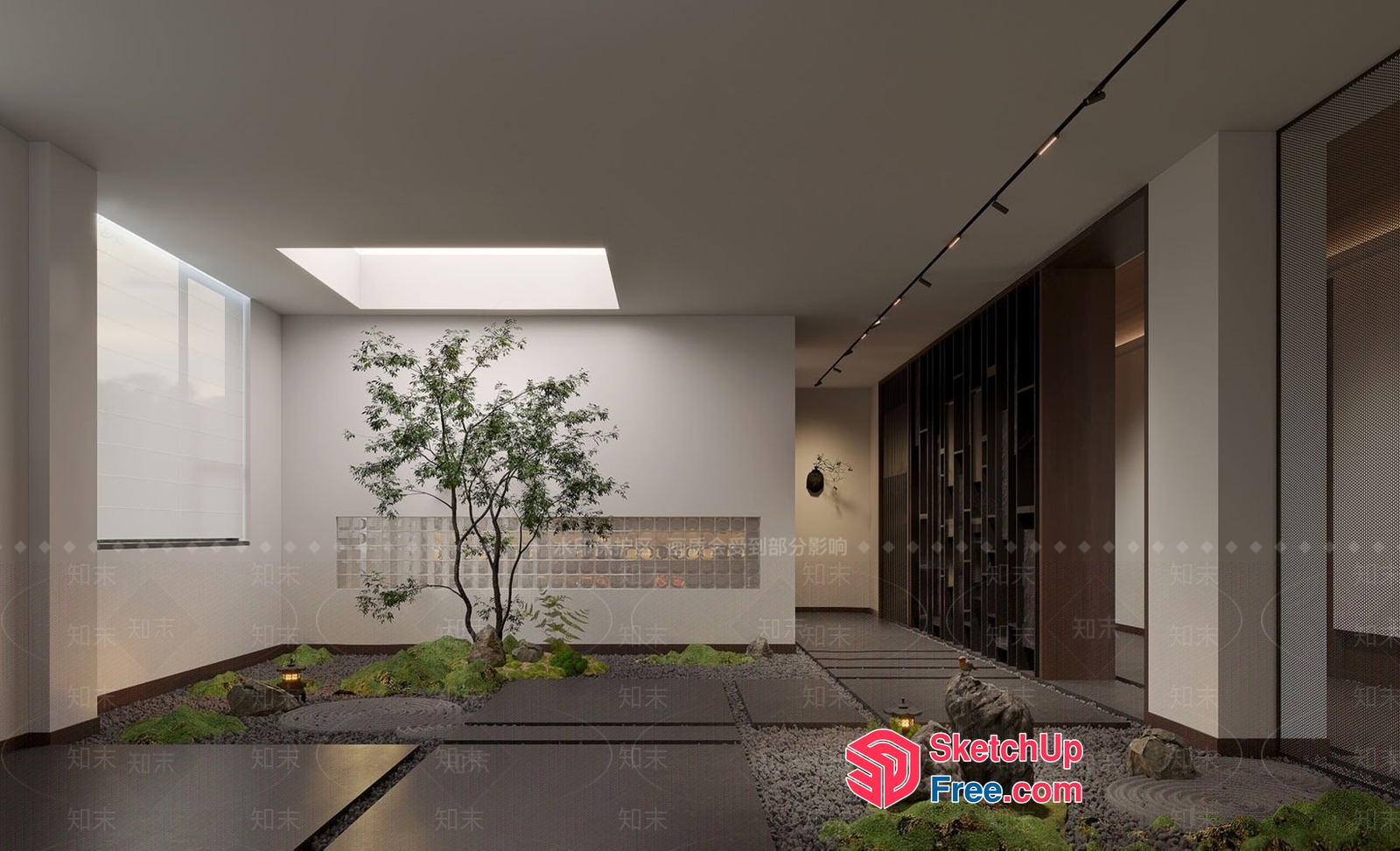 Modern Japanese-Inspired Interior With Zen Garden 3D SketchUp File