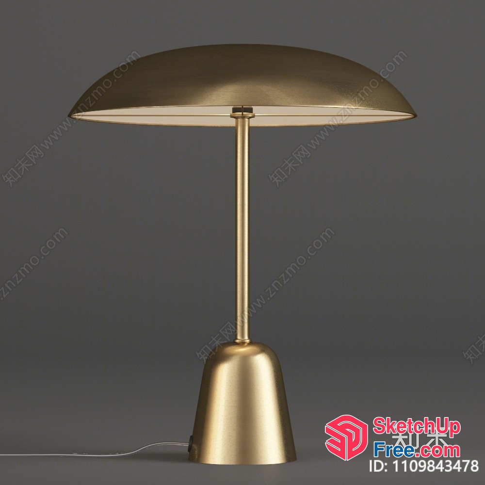 Table Lamp With Dome Shade And Gold Finish 3D SketchUp File