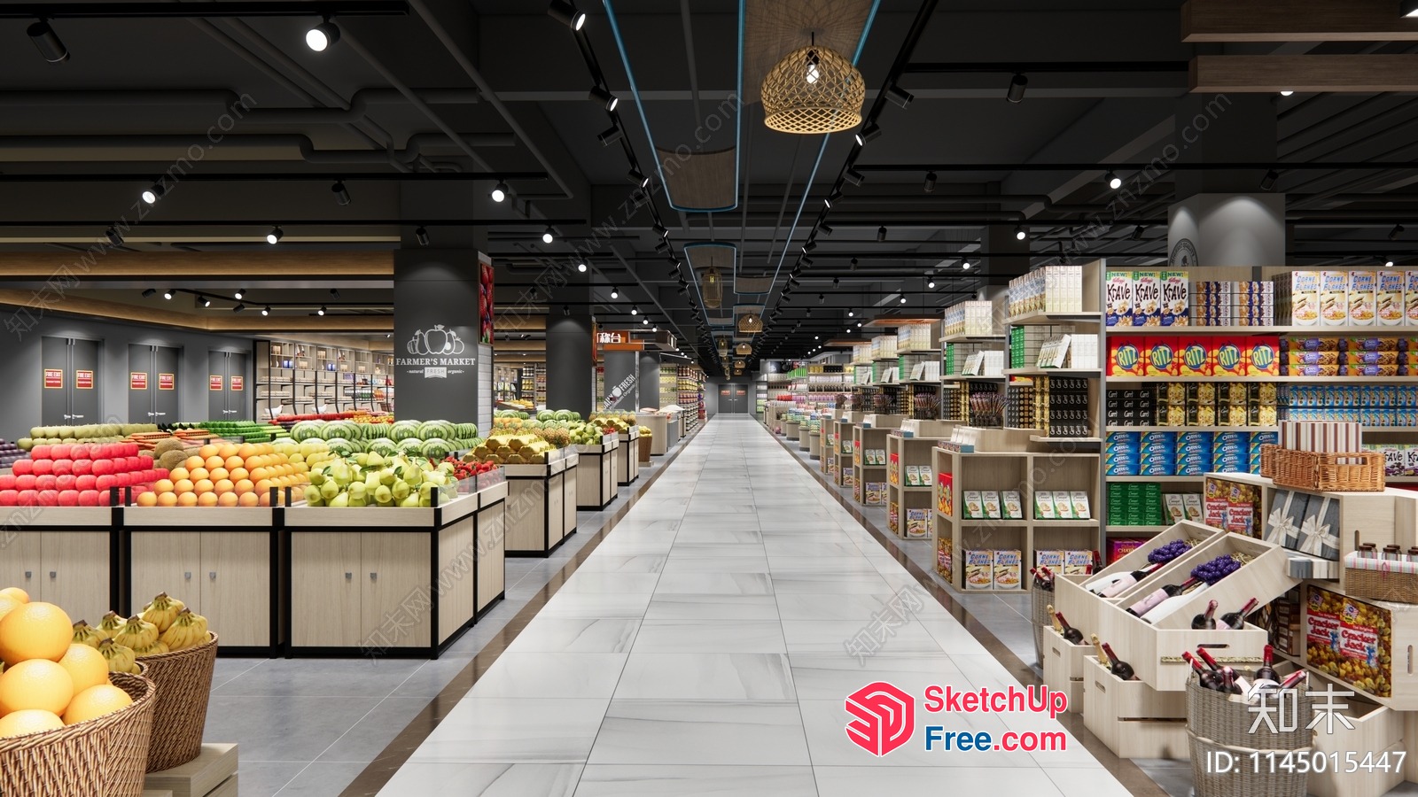 Modern Grocery Store Interior 3D SketchUp File
