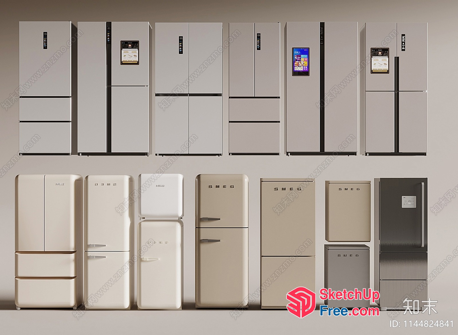 Vintage Style Refrigerators And Freezers 3D SketchUp File