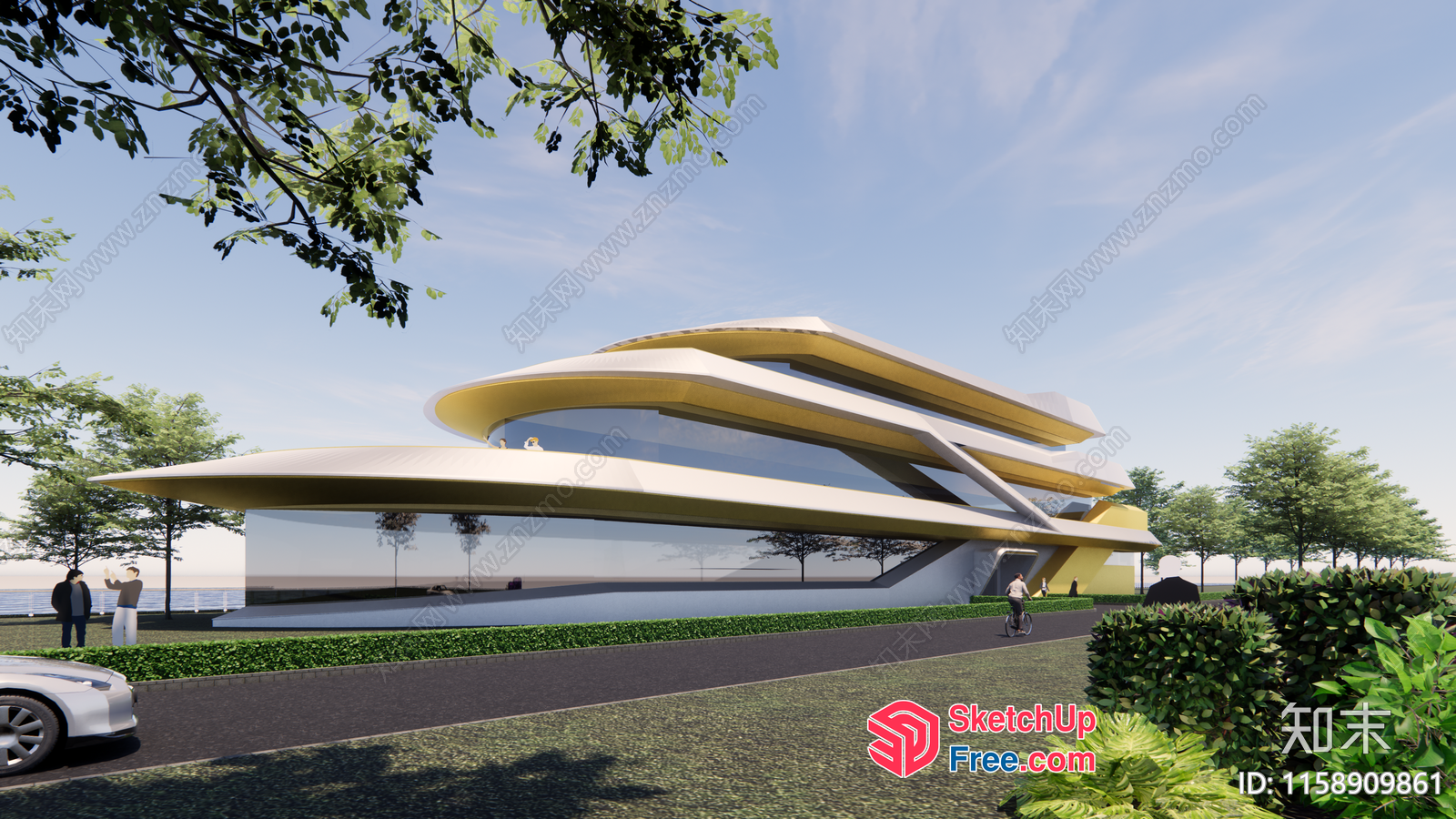 Futuristic Modern Villa Exterior 3D SketchUp File
