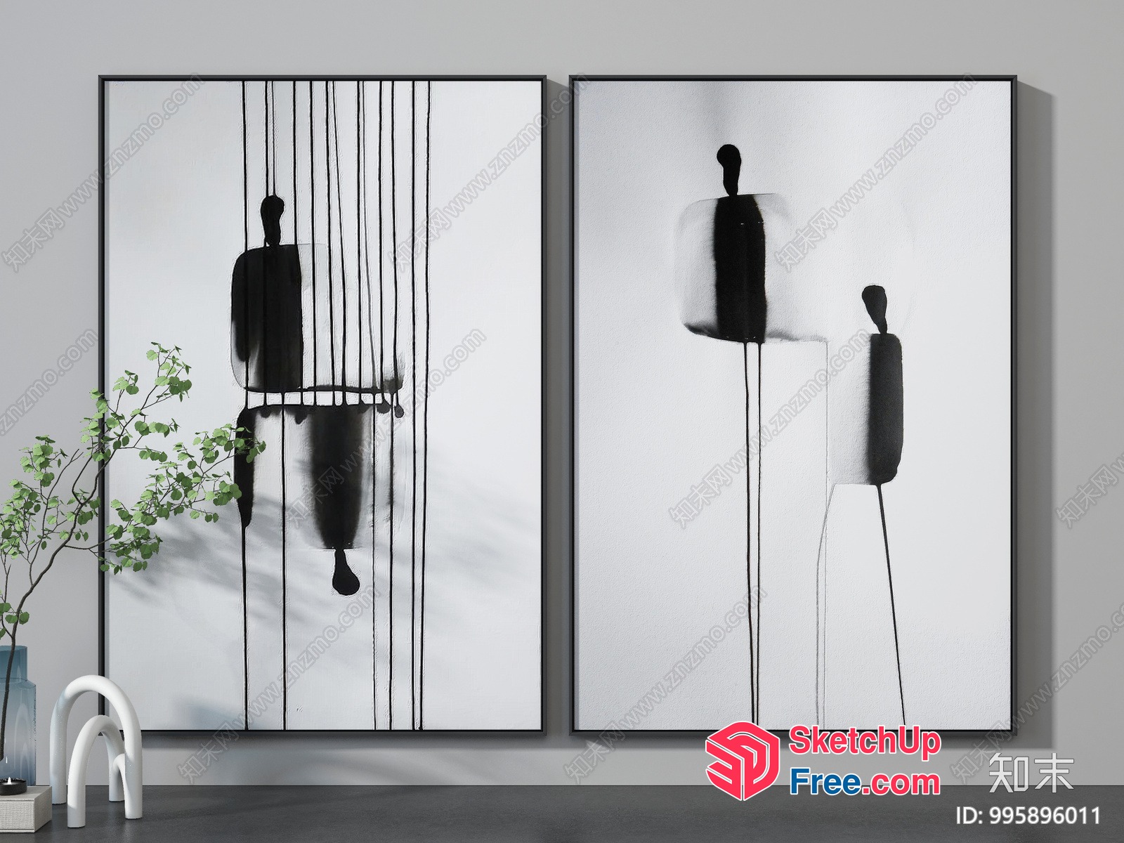 Abstract Artwork In Black And White 3D SketchUp File