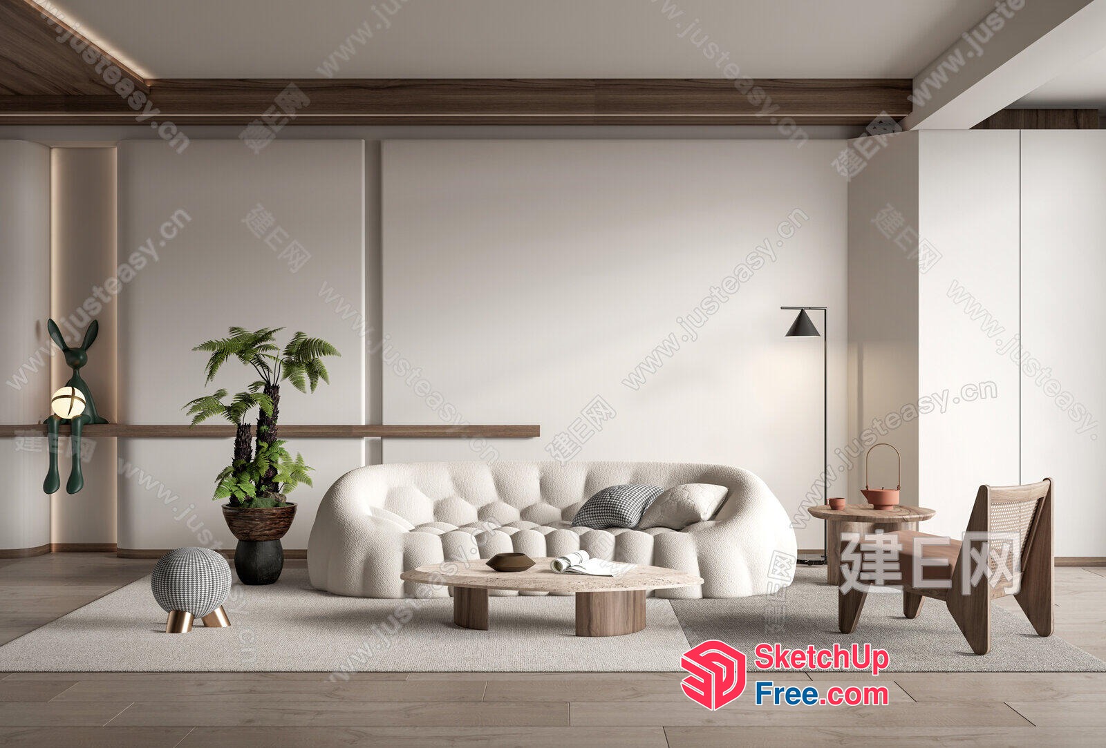Modern Minimalist Japanese-Style Living Room 3D SketchUp File