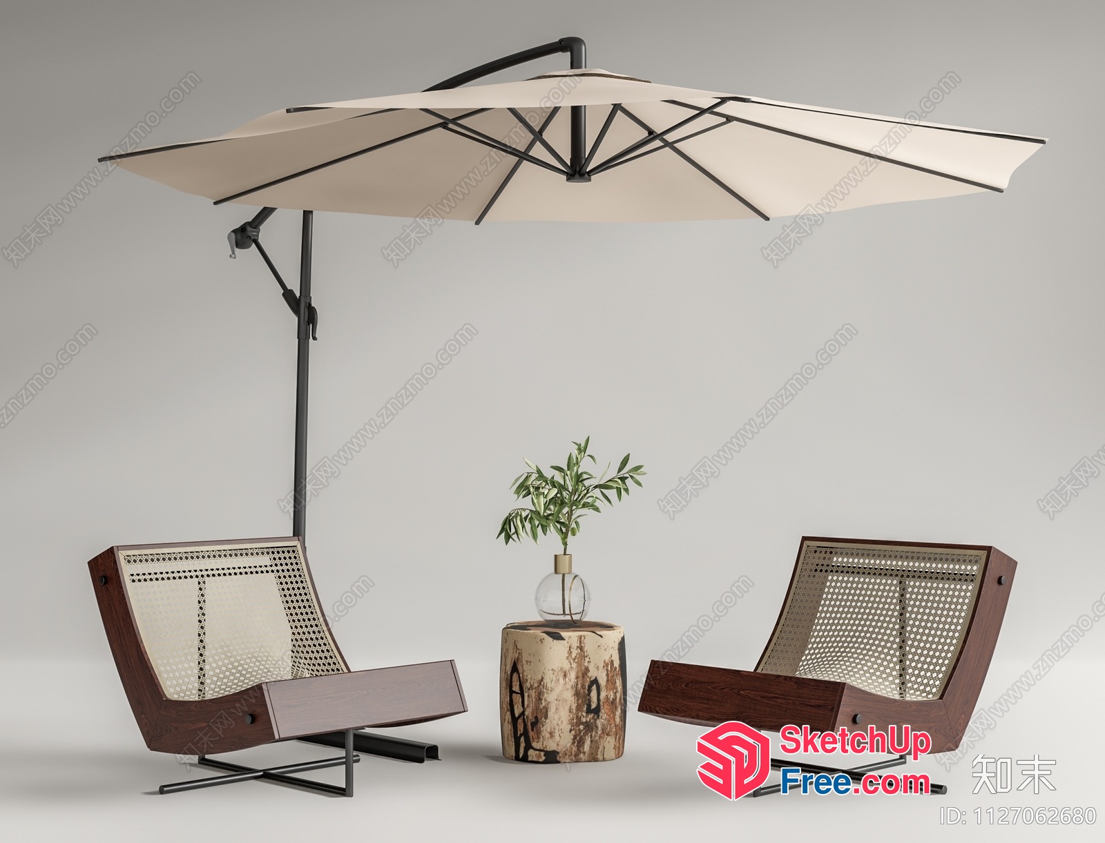 Outdoor Patio Furniture With Umbrella 3D SketchUp File