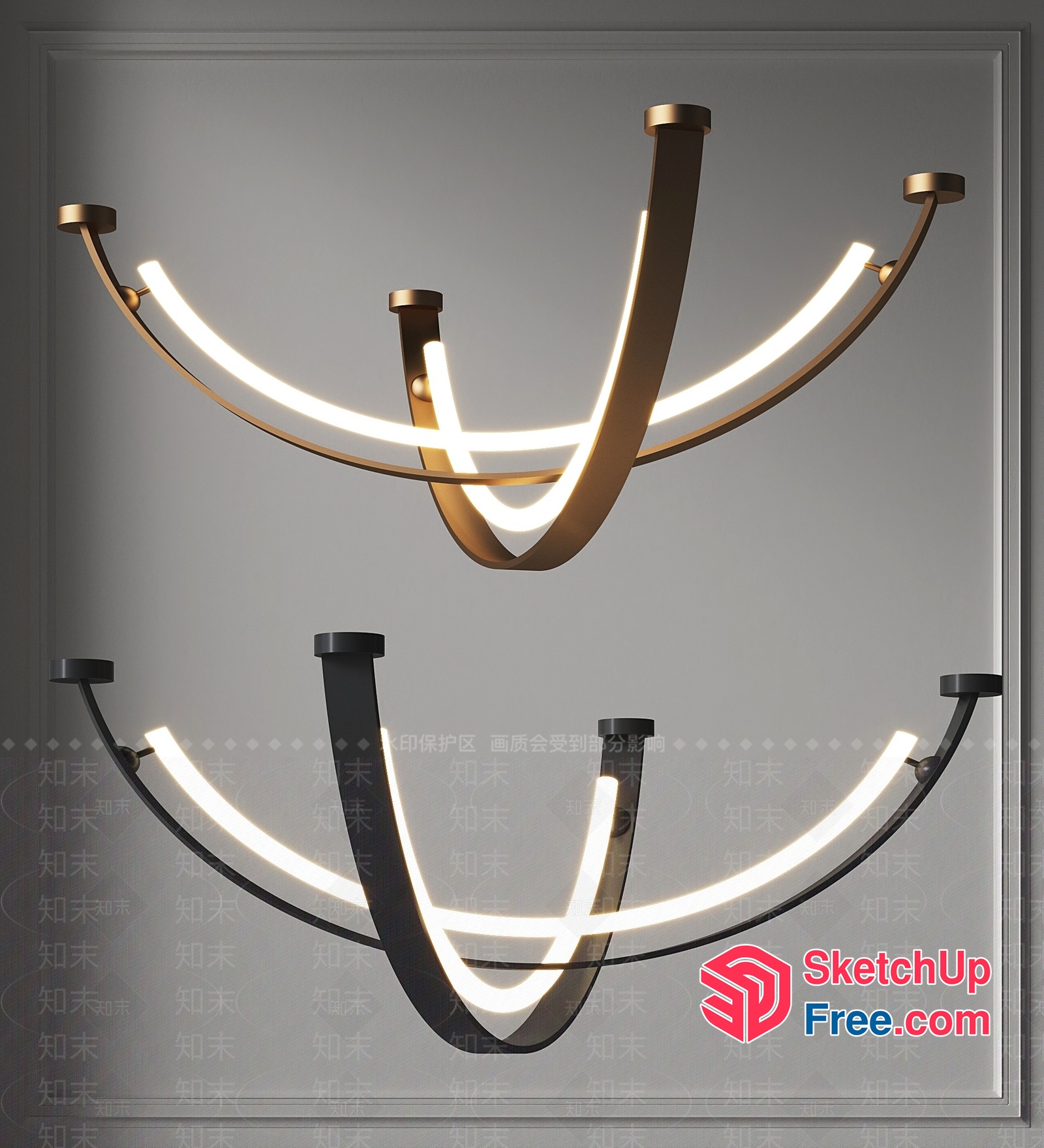 Modern Curved Led Light Fixture 3D SketchUp File