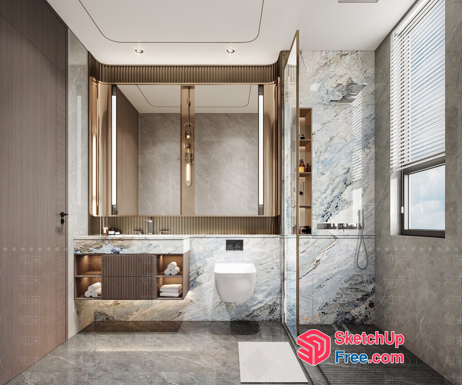 Luxurious Modern Bathroom Interior 3D SketchUp File