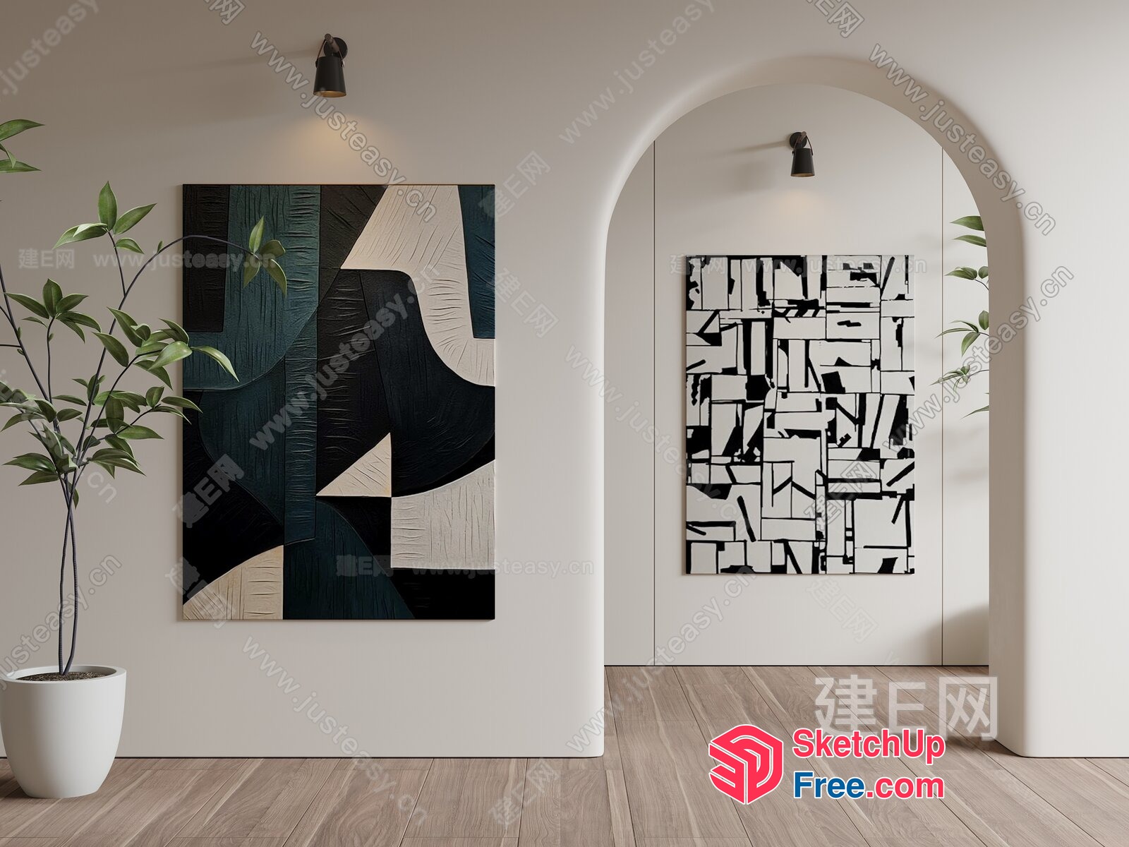 Abstract Artwork Displayed In A Modern Interior 3D SketchUp File