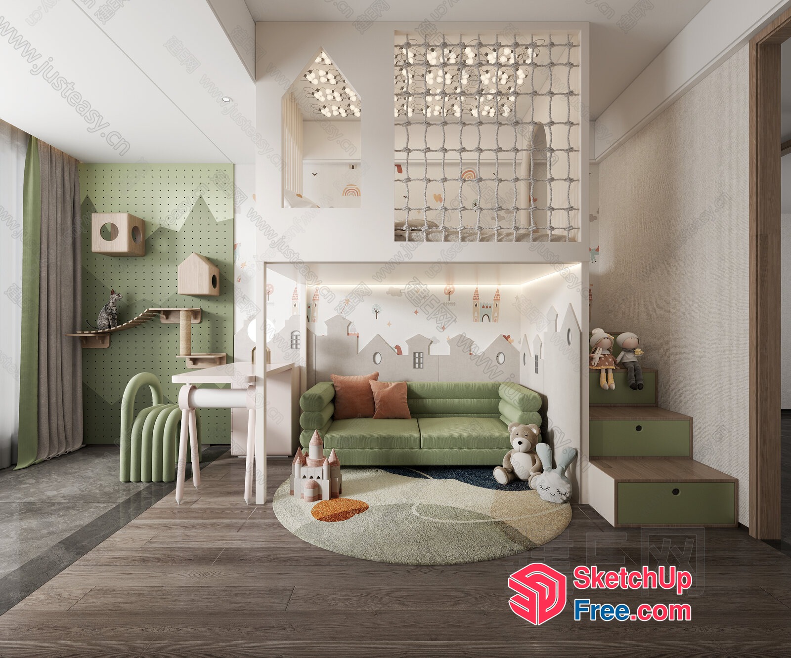 Modern Children'S Room Design With Staircase And Play Area 3D SketchUp File