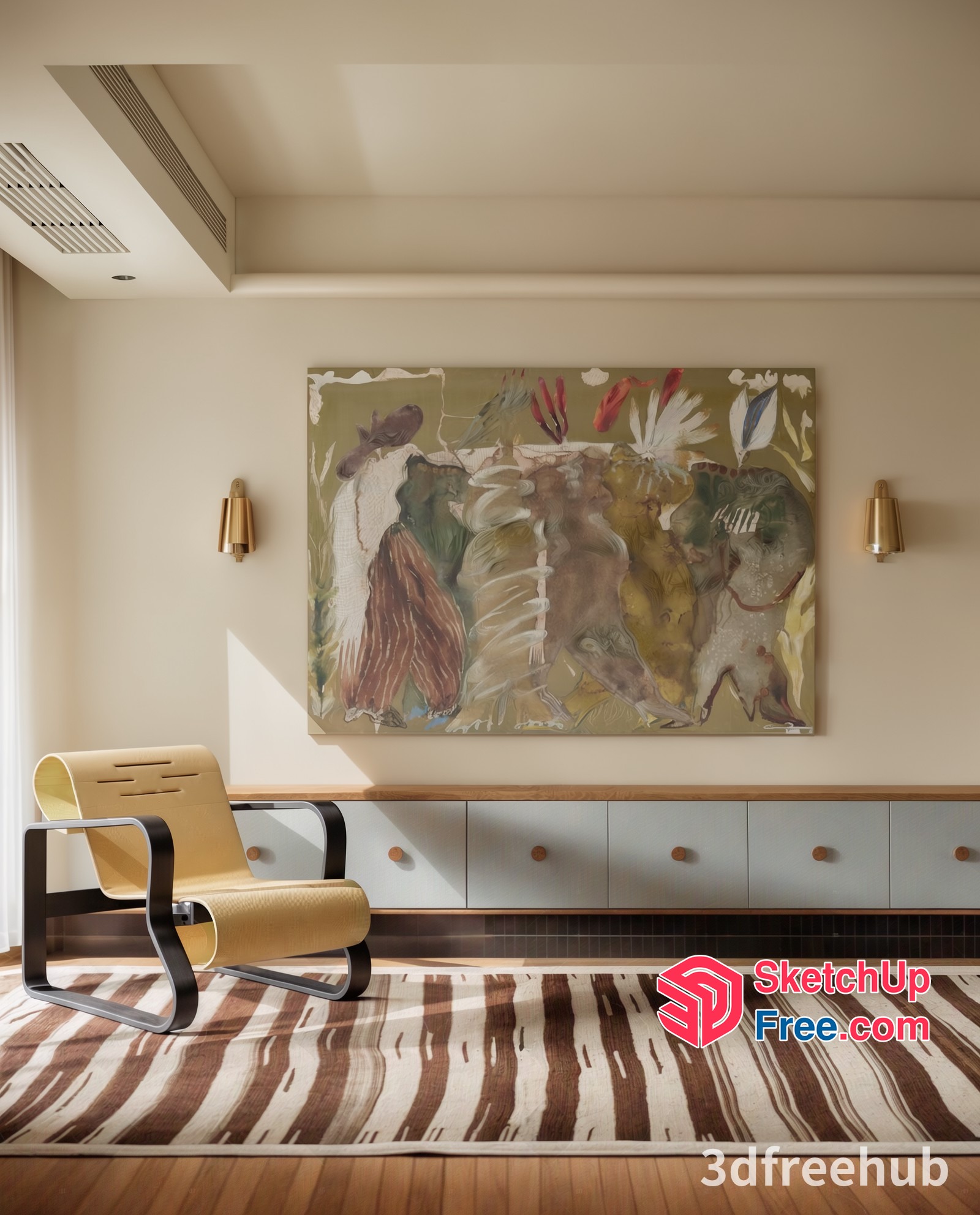 Modern Artwork In A Contemporary Living Room 3D SketchUp File