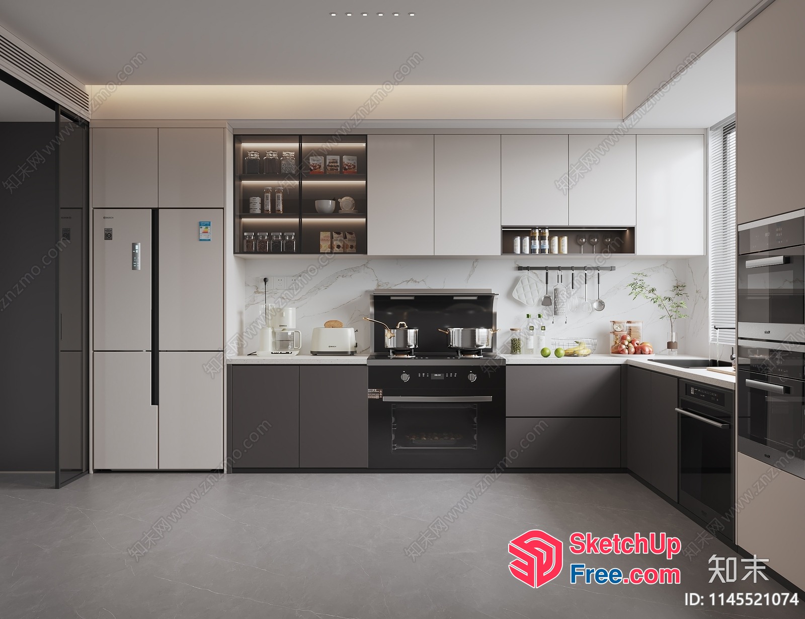 Modern Kitchen With Sleek Appliances And Marble Countertops 3D SketchUp File