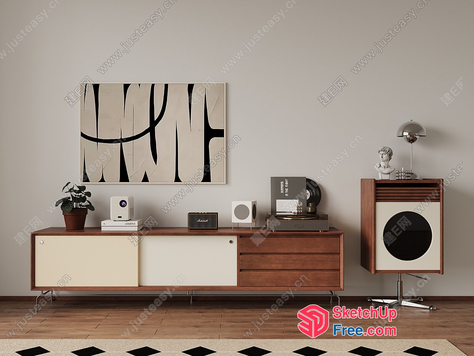 Mid-Century Modern Living Room Interior 3D SketchUp File