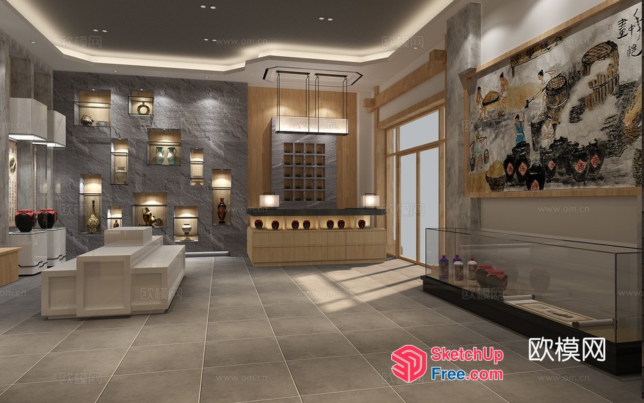 Modern Asian-Inspired Interior Design 3D SketchUp File