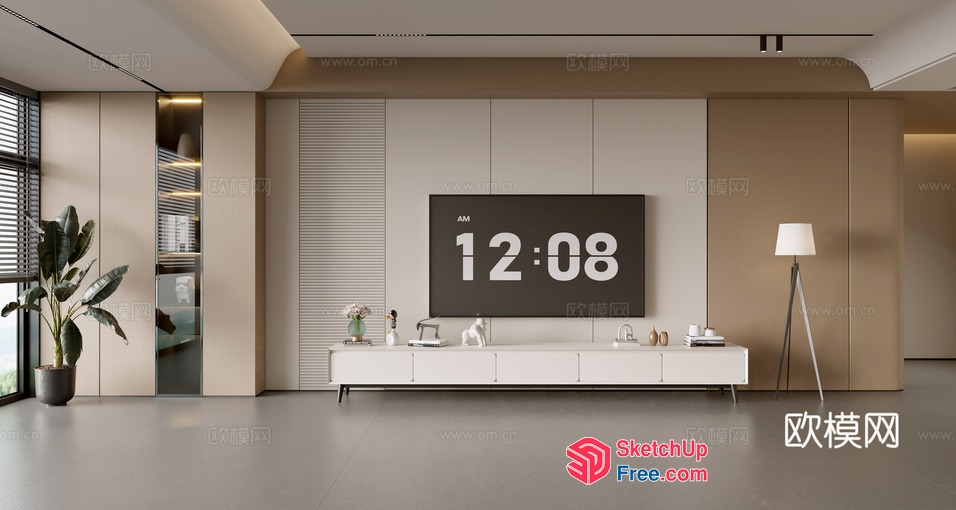 Modern Minimalist Living Room With Neutral Tones And Sleek Furniture 3D SketchUp File