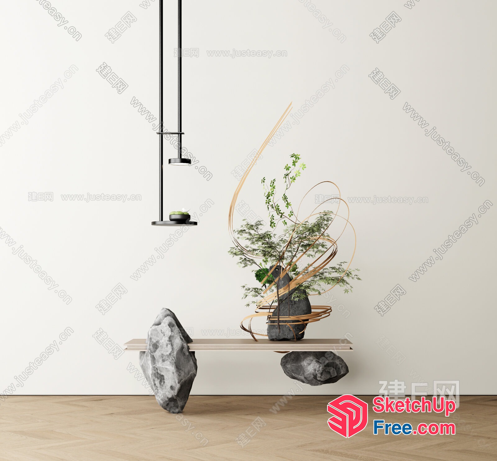 Japanese-Style Minimalist Interior With Natural Elements 3D SketchUp File