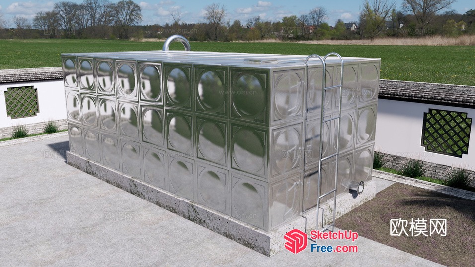 Clear Glass Block Exterior Wall Design 3D SketchUp File