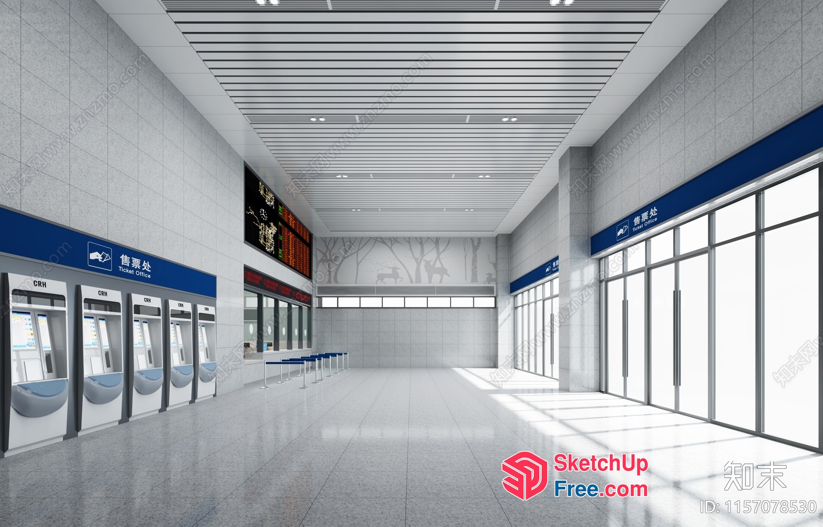 Ticket Office With Ticket Machines And Digital Displays 3D SketchUp File