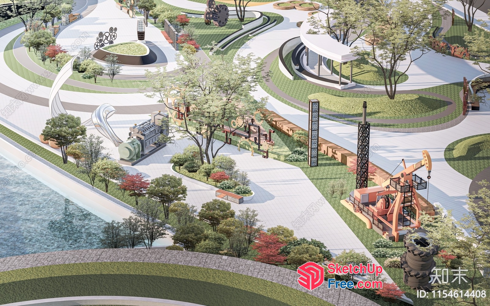 Industrial Park With Modern Amenities And Green Spaces 3D SketchUp File