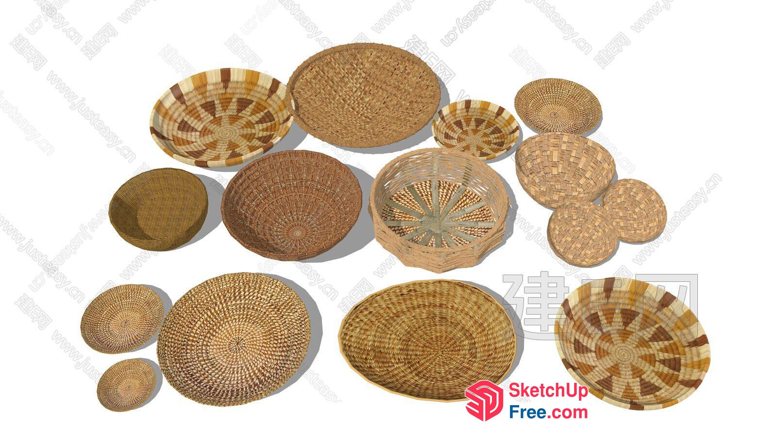 Traditional Asian Handwoven Baskets 3D SketchUp File