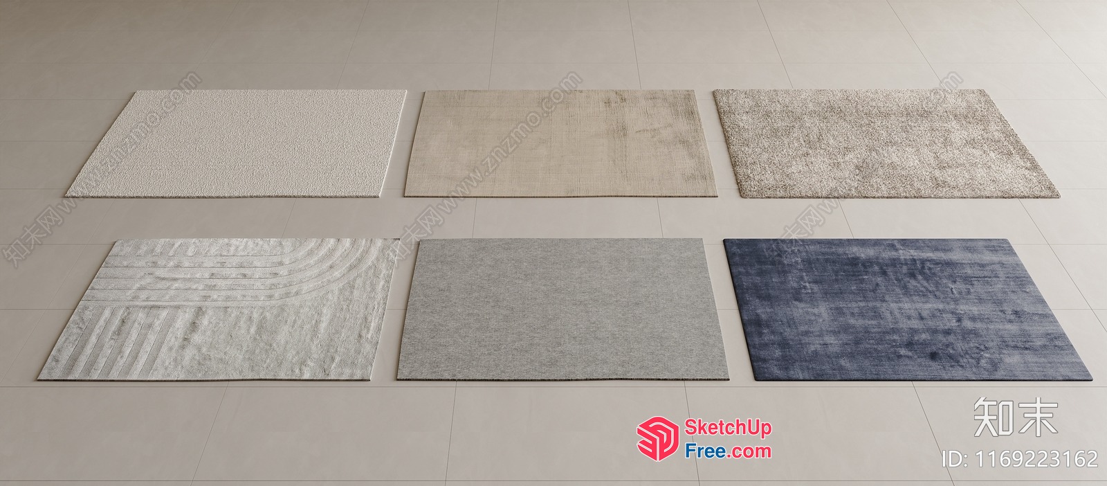 Rectangular Rug Collection In Neutral Tones 3D SketchUp File