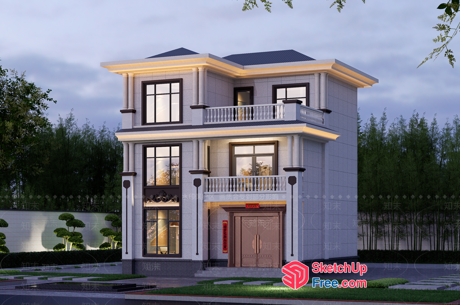 Classic European Style Villa Exterior 3D SketchUp File