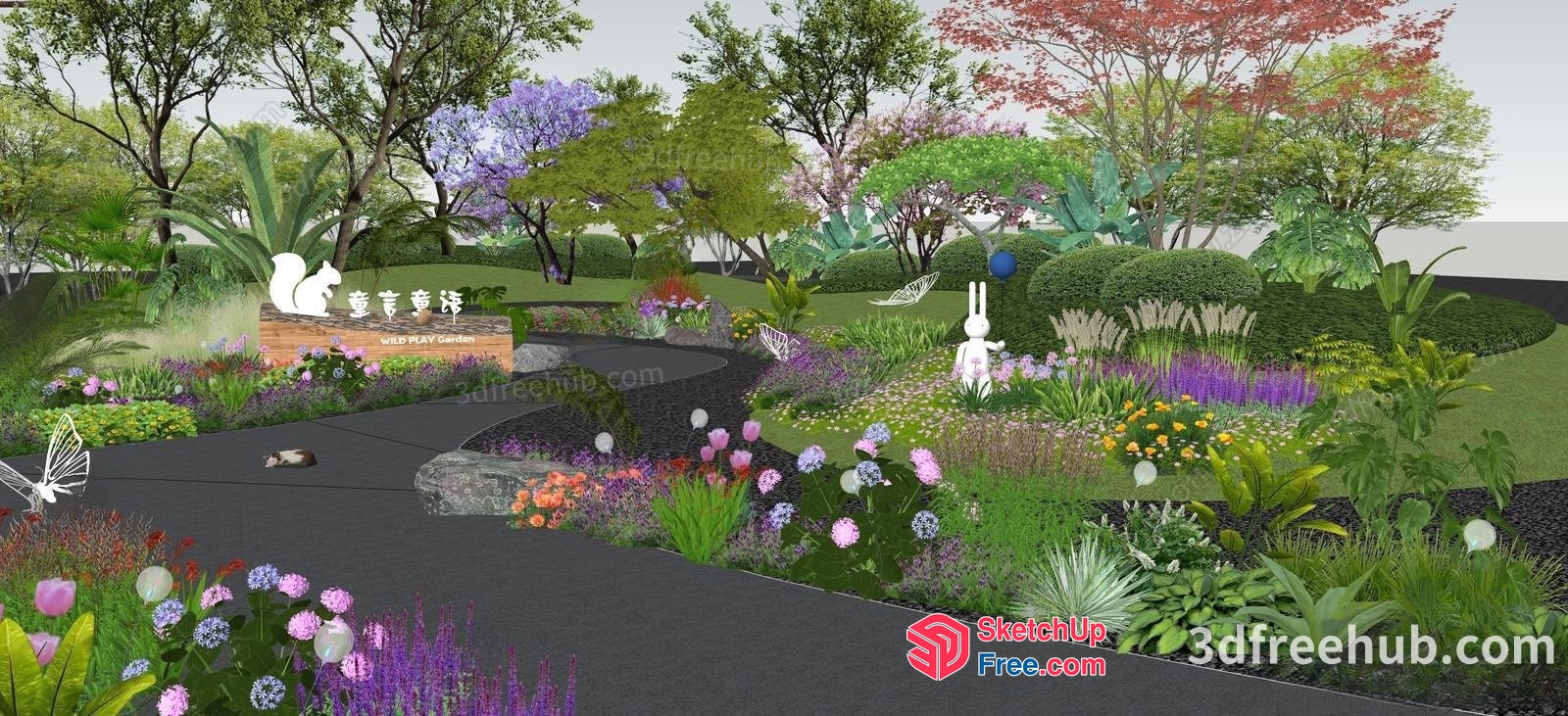 Serene Garden Oasis 3D SketchUp File