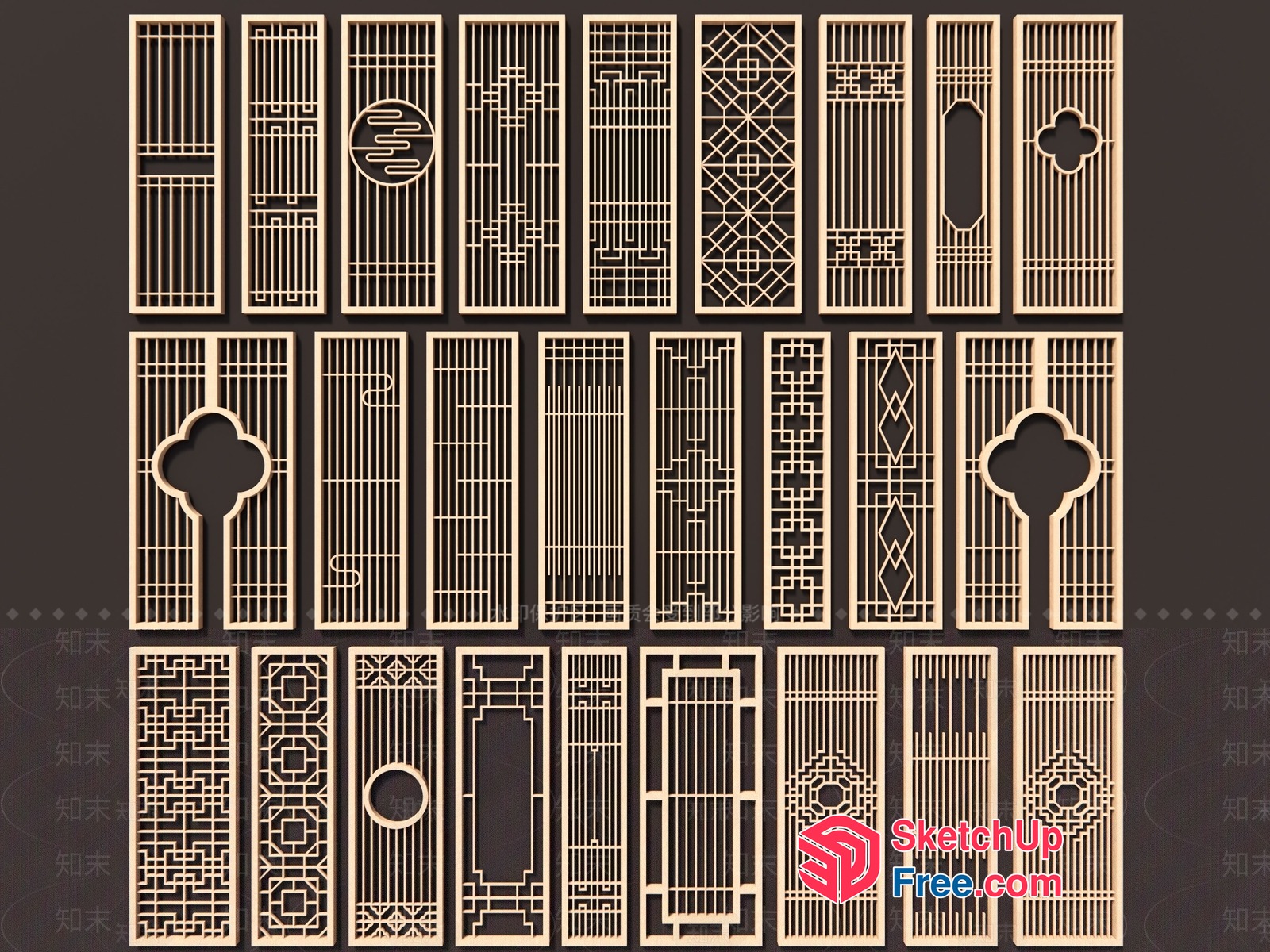 Ornate Rectangular Decorative Panels 3D SketchUp File