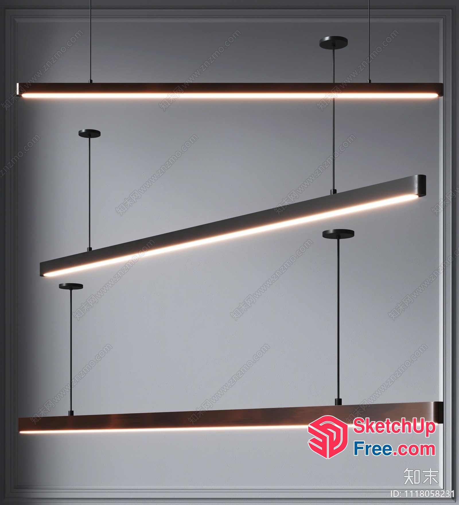 Modern Minimalist Staircase Lighting Fixture 3D SketchUp File