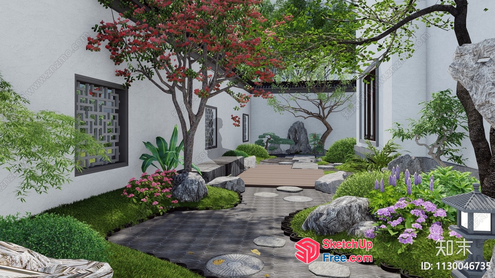Serene Courtyard Oasis 3D SketchUp File