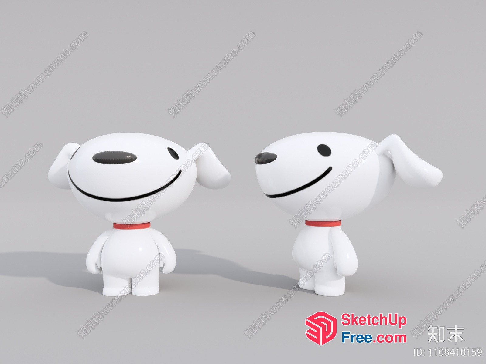 Two Cartoon Dog Characters Smiling At Each Other 3D SketchUp File