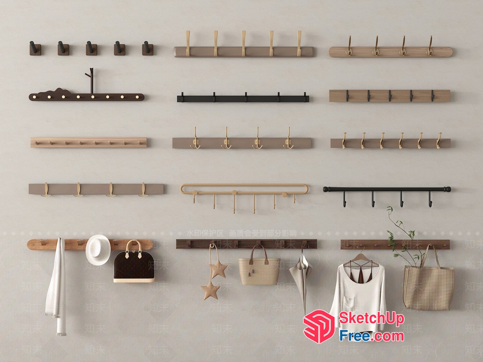 Wall Decorative Hangers For Hats And Bags 3D SketchUp File