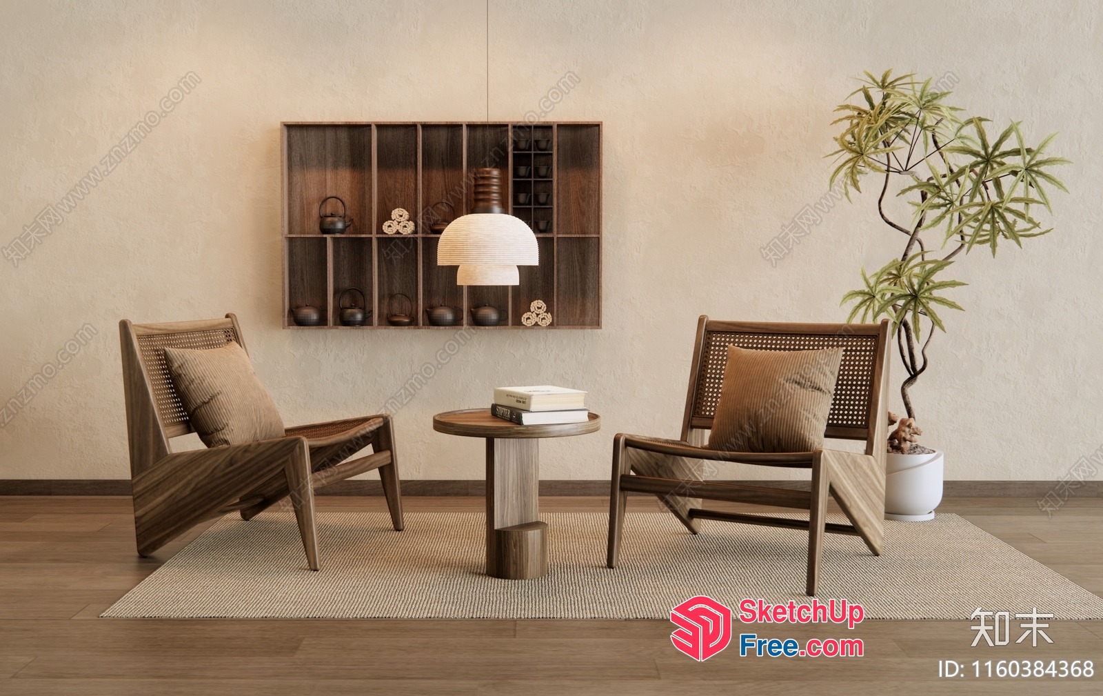 Cozy Minimalist Living Room With Wabi-Sabi Style 3D SketchUp File