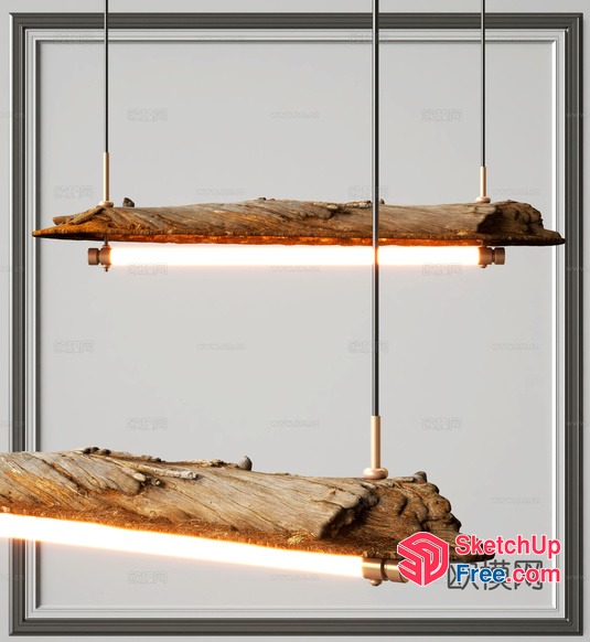 Rustic Wood And Light Fixture Combination 3D SketchUp File